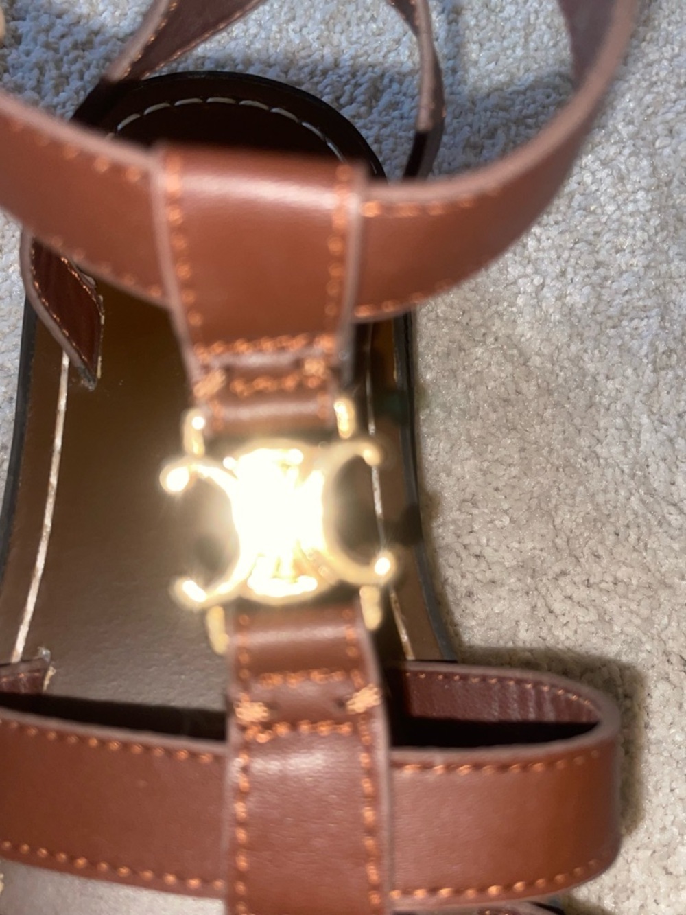 Celine Brown Leather Platform Fisherman Sandals with Gold Hardware - Picture 9 of 9